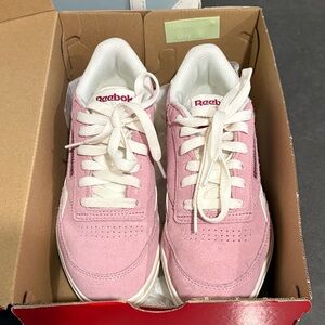 Reebok Pink Suede Sneakers with White Laces